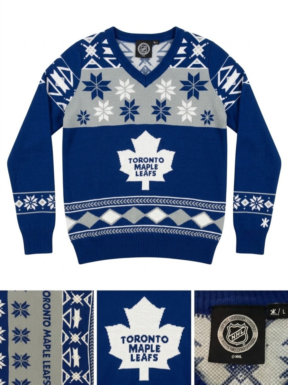 Toronto Maple Leafs NHL Holiday Ugly Christmas Knit Sweater - Size Large